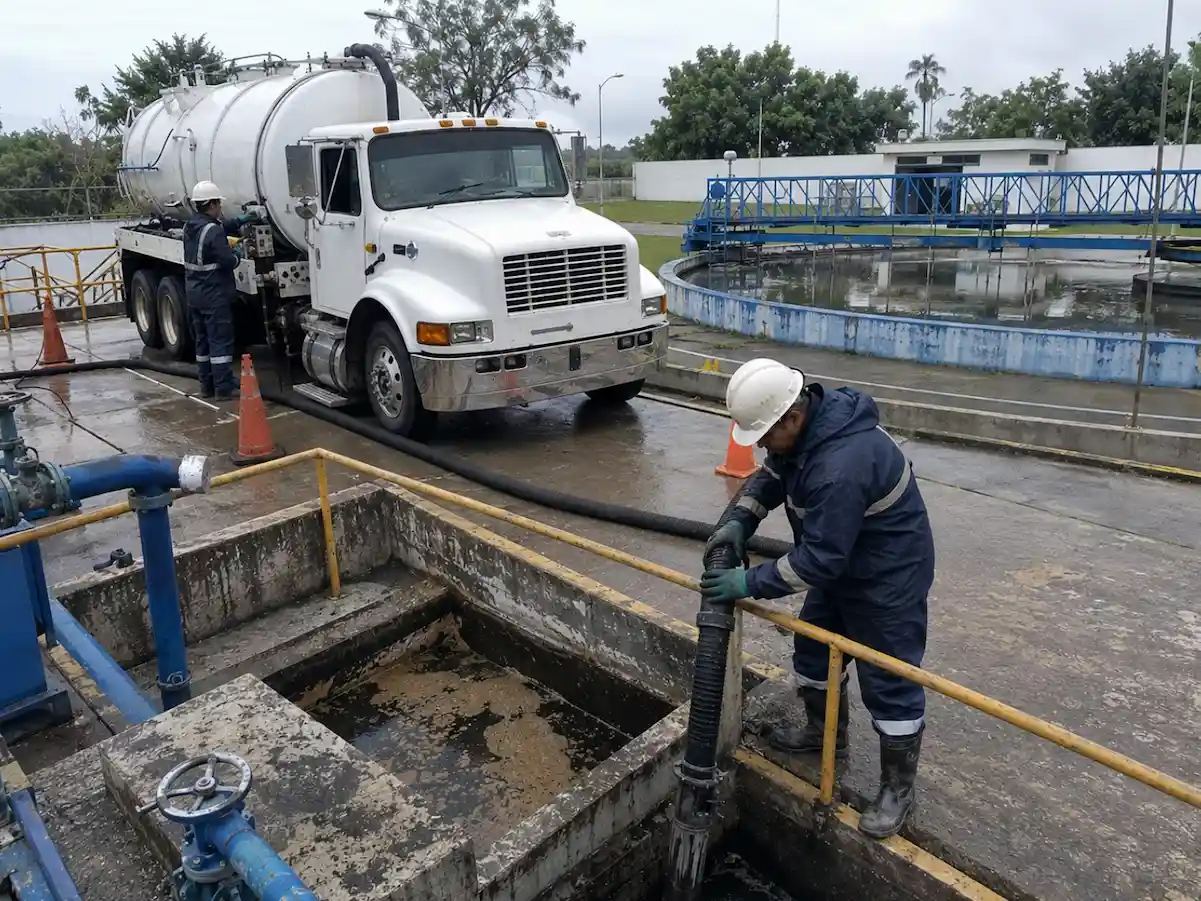 Retiro de lodos en el tanque de una planta de tratamiento